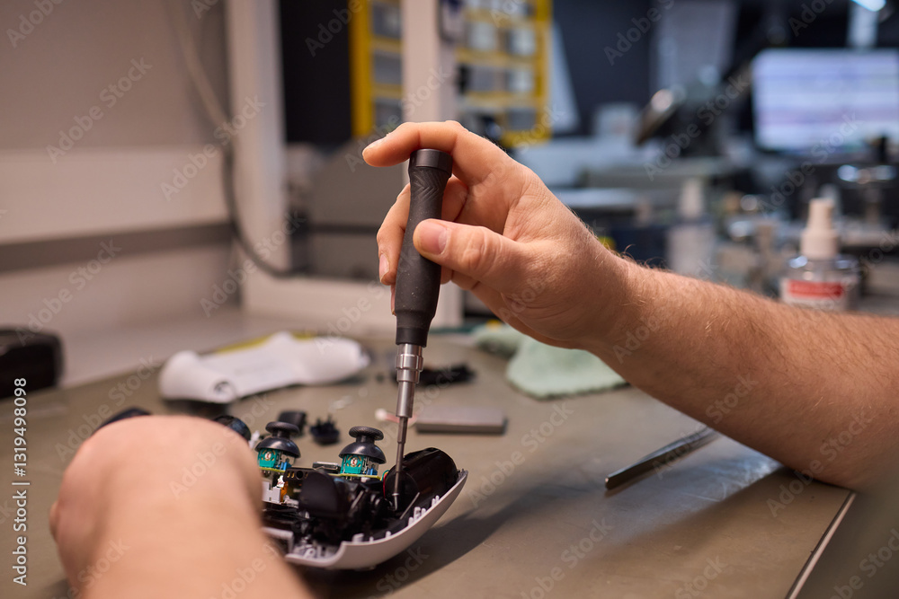 Poster handsome experience with repairing a game controller using various tools and techniques