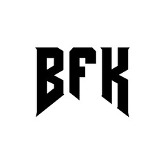 BFK letter logo design for technology company. BFK logo design black and white color combination. BFK logo, BFK vector, BFK design, BFK icon, BFK alphabet. BFK typography logo design.