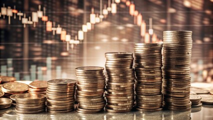 Stack Of Coins With Trading Chart In Financial Concepts Generative Ai