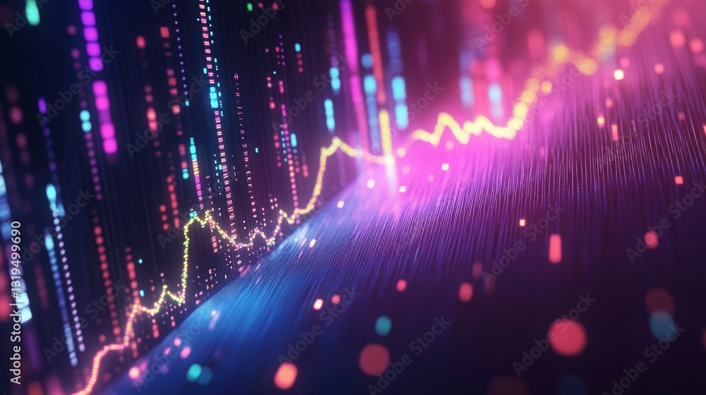 Poster abstract financial chart, data visualization, dynamic trends