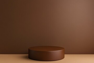 A minimalist chocolate tone platform stage, perfect for showcasing products with elegance and style