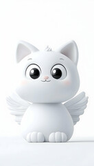Obraz premium Cute white cartoon cat with angel wings