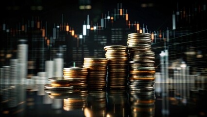 Stack Of Coins With Trading Chart In Financial Concepts Generative Ai