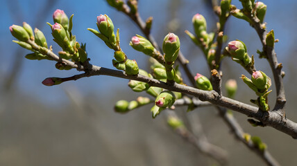 Fototapeta premium New Blossoms Emerging on a Tree 