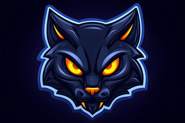 Obraz premium Dark, fierce, glowing cat mascot