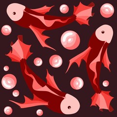 Red koi fish seamless pattern