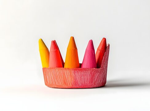 Handcrafted Crayon Crown A Vibrant Logo Design in Basquiat Inspired Simplicity