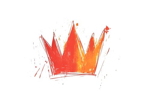 A Hand Drawn Crayon Crown Design in Basquiat Inspired Minimalist Style