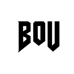 BOU letter logo design for technology company. BOU logo design black and white color combination. BOU logo, BOU vector, BOU design, BOU icon, BOU alphabet. BOU typography logo design. © mamun25g