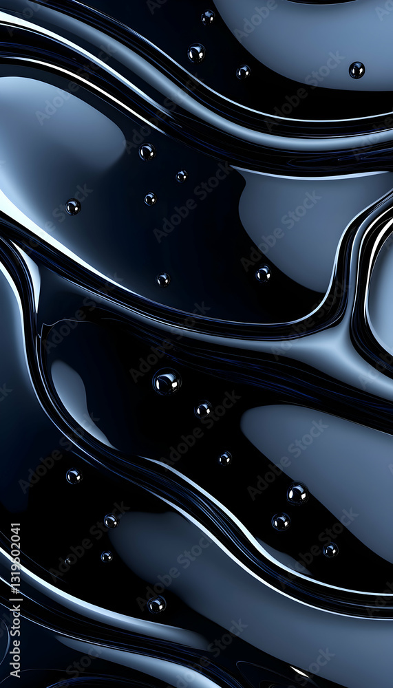 Poster deeply textured, glossy liquid-like surface with flowing curves and subtle bubbles