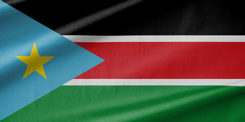 Obraz premium South Sudan National Flag Waving in the Wind