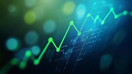 Abstract business chart graphic, upward trend, digital display