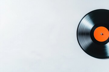 classic vinyl record lies flat on white background