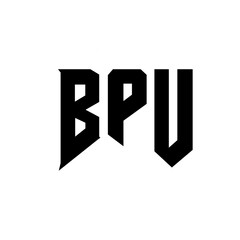 BPU letter logo design for technology company. BPU logo design black and white color combination. BPU logo, BPU vector, BPU design, BPU icon, BPU alphabet. BPU typography logo design.