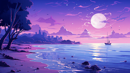 beach atmosphere with sailboats