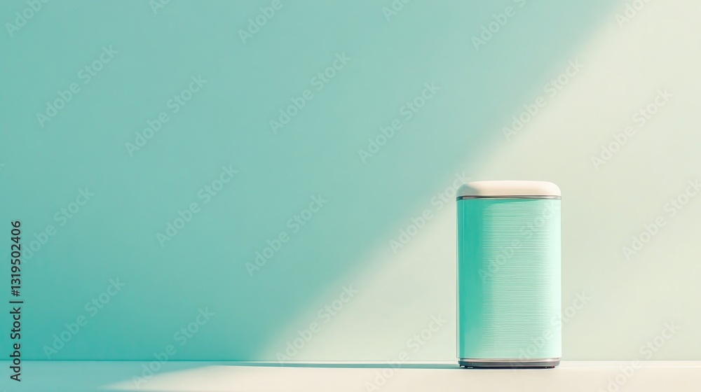 Poster clean photo of small kitchen appliance on minimalist solid color background surrounded by soft light