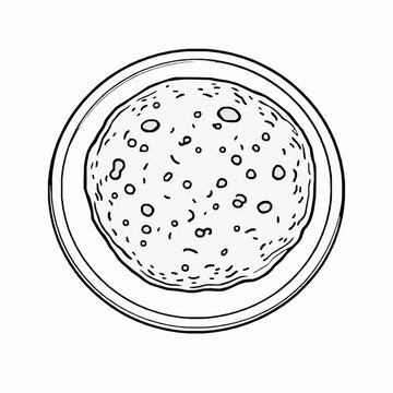 recommend clip art:  black outline vector of a rice flour pancake on a plate, representing gluten-free and traditional rice dishes
