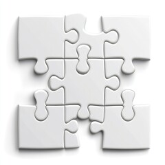 Fototapeta premium Simple Jigsaw Puzzle Template: 3D Illustration of Three Isolated Pieces Set Against an Abstract Background