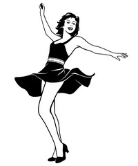 Pretty Girl Dancing. Vector clipart isolated on white.