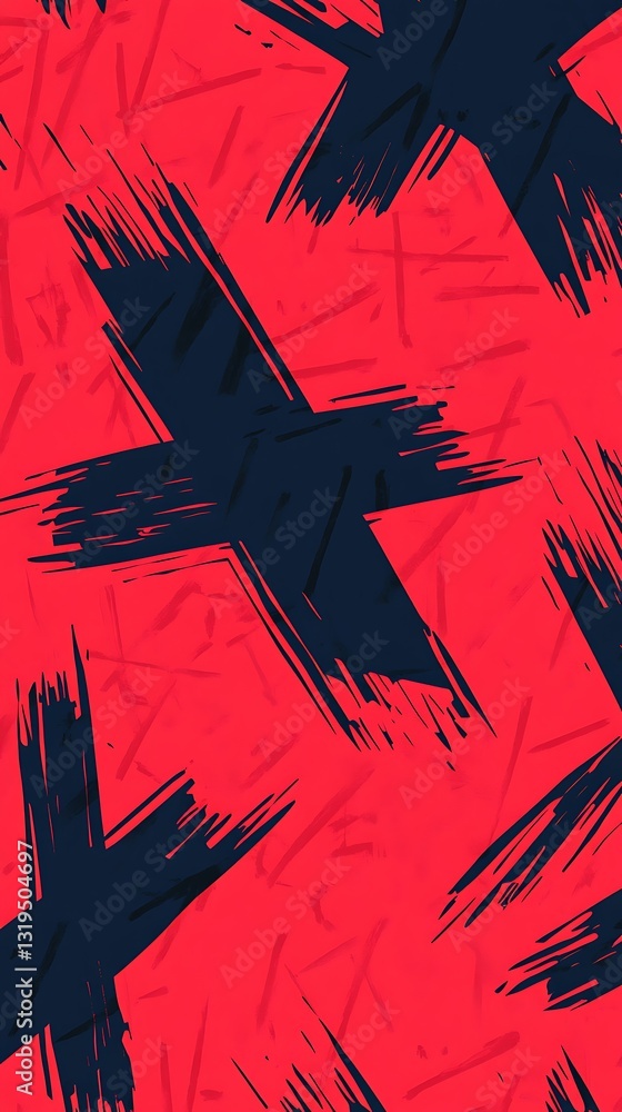 Poster abstract paint strokes pattern background with dynamic cross symbols