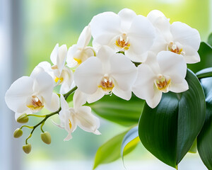 Fototapeta premium Delicate white orchids in bloom