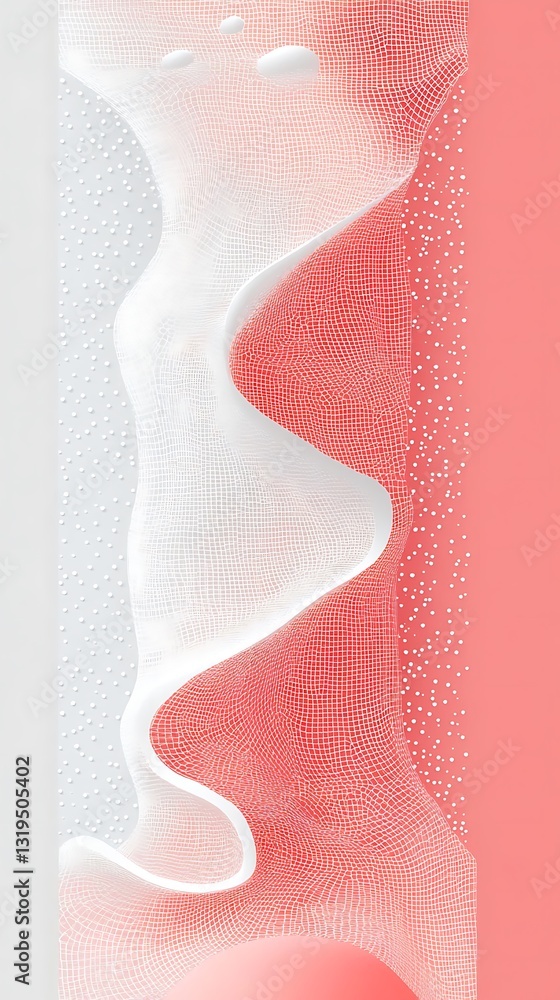Aufkleber abstract wave with white and red lines, dots and 3d effect background