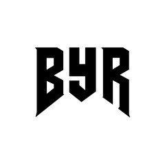 BYR letter logo design for technology company. BYR logo design black and white color combination. BYR logo, BYR vector, BYR design, BYR icon, BYR alphabet. BYR typography logo design.