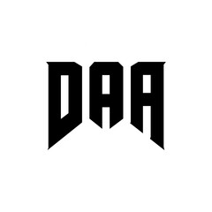 DAA letter logo design for technology company. DAA logo design black and white color combination. DAA logo, DAA vector, DAA design, DAA icon, DAA alphabet. DAA typography logo design.
