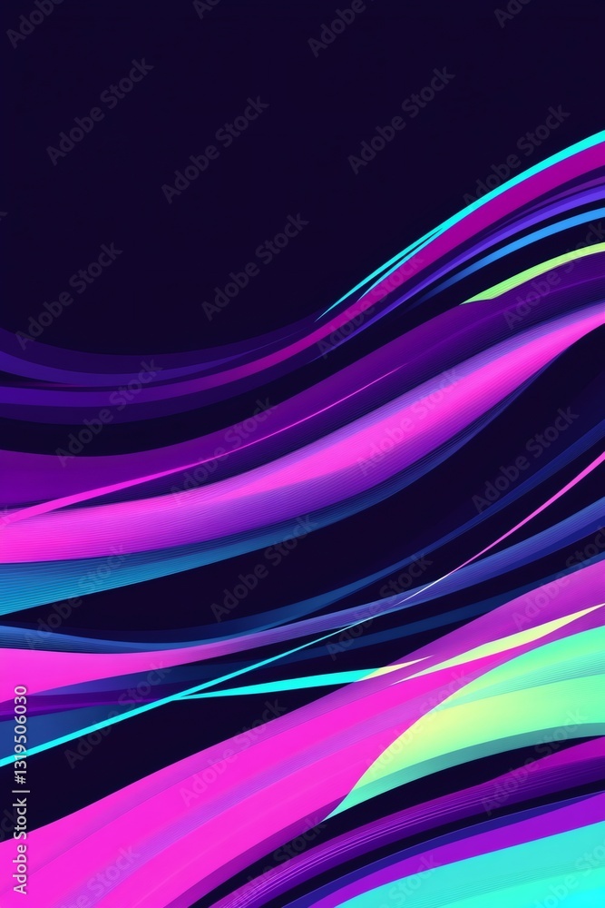 Poster colorful wavy lines forming dynamic abstract visual pattern