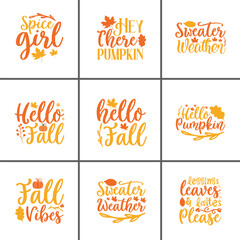 Hello Fall - Autumn Leaves & Pumpkin Spice SVG T-Shirt Design
