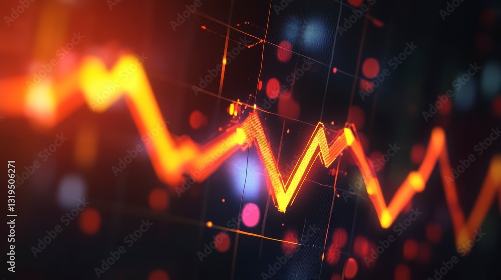 Poster abstract graphic of declining stock market chart