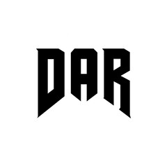 DAR letter logo design for technology company. DAR logo design black and white color combination. DAR logo, DAR vector, DAR design, DAR icon, DAR alphabet. DAR typography logo design.