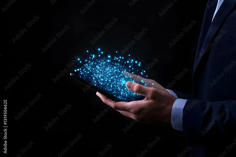 Poster digital data explosion from tablet