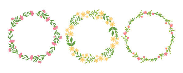 Spring wreaths with flowers