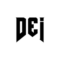 DEI letter logo design for technology company. DEI logo design black and white color combination. DEI logo, DEI vector, DEI design, DEI icon, DEI alphabet. DEI typography logo design.