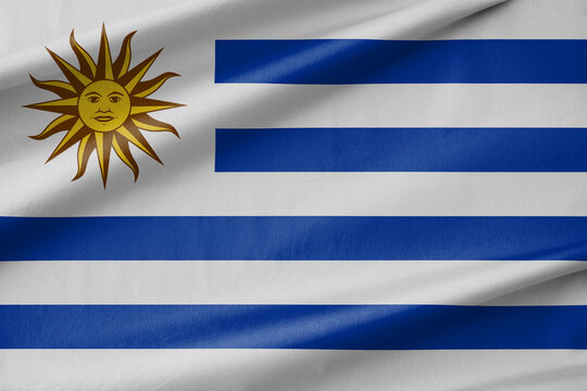 Uruguay National Flag Waving in the Wind - Powered by Adobe