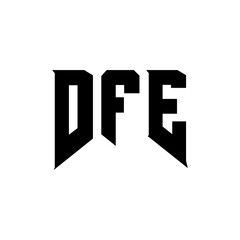 DFE letter logo design for technology company. DFE logo design black and white color combination. DFE logo, DFE vector, DFE design, DFE icon, DFE alphabet. DFE typography logo design.