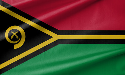 Vanuatu National Flag Waving in the Wind