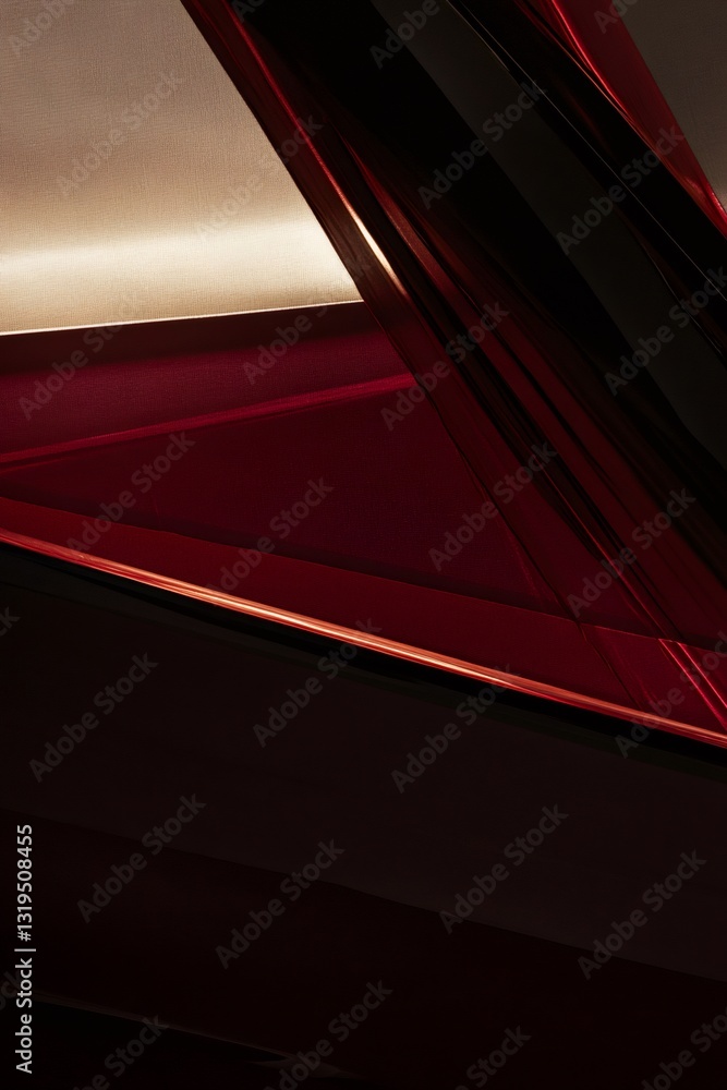 Poster geometric red and gold lines intersecting with each other creating abstract shapes, perfect for back