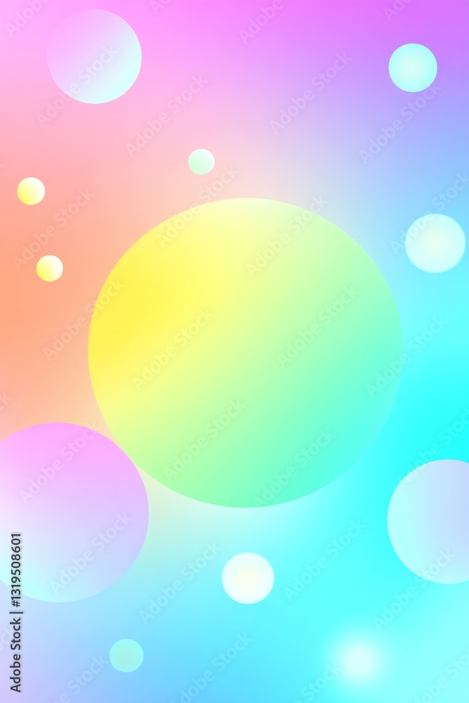 Poster modern abstract design with colorful gradient background and overlapping circles