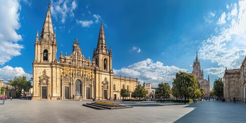 Fototapeta premium Baroque Architecture of Guadalajara Cathedral and State Government Palace in Central Jalisco, Mexico