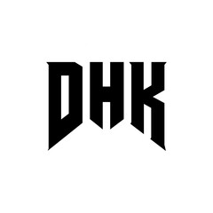 DHK letter logo design for technology company. DHK logo design black and white color combination. DHK logo, DHK vector, DHK design, DHK icon, DHK alphabet. DHK typography logo design.