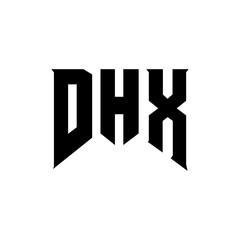 DHX letter logo design for technology company. DHX logo design black and white color combination. DHX logo, DHX vector, DHX design, DHX icon, DHX alphabet. DHX typography logo design.