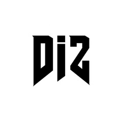 DIZ letter logo design for technology company. DIZ logo design black and white color combination. DIZ logo, DIZ vector, DIZ design, DIZ icon, DIZ alphabet. DIZ typography logo design.