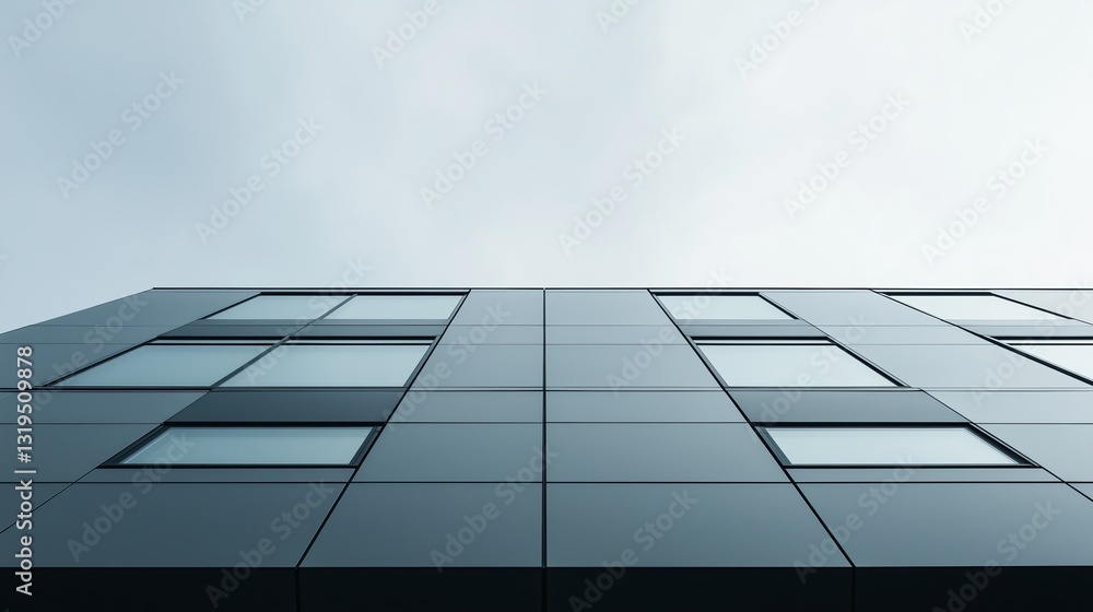 Poster a minimalist architectural shot of a modern building with clean lines and large windows