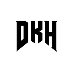 DKH letter logo design for technology company. DKH logo design black and white color combination. DKH logo, DKH vector, DKH design, DKH icon, DKH alphabet. DKH typography logo design.