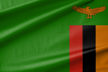 Zambia National Flag Waving in the Wind
