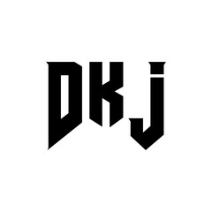 DKJ letter logo design for technology company. DKJ logo design black and white color combination. DKJ logo, DKJ vector, DKJ design, DKJ icon, DKJ alphabet. DKJ typography logo design.