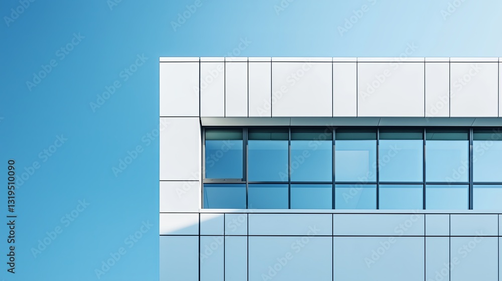 Poster a minimalist architectural shot of a modern building with clean lines and large windows