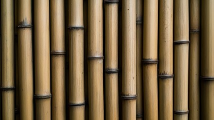 Natural bamboo wall with vertical strips creating a unique texture and organic aesthetic